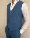 3 Piece Linen Cheltenham Blue Suit