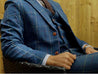 Blue Overcheck Twill 3 Piece Tweed Suit (pre order only)