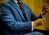 Blue Overcheck Twill 3 Piece Tweed Suit (pre order only)