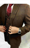 Brown Estate Herringbone 2 Piece Tweed Suit