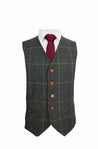 Peaky Green With Yellow and Red Windowpane Vest
