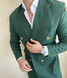 Double Breasted Green 2 Piece Suit
