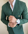 Double Breasted Green 2 Piece Suit