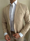 2 Piece Linen Sand Brown/Beige Suit