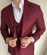 3 Piece Italian Wine Maroon Men's Suit
