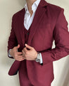 3 Piece Italian Wine Maroon Men's Suit