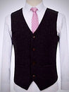 Charcoal Black Herringbone Vest