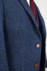 Kids Blue Estate Herringbone Tweed 3 Piece Suit