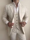 3 Piece Linen Cream Suit