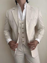 3 Piece Linen Cream Suit