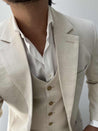 3 Piece Linen Cream Suit