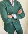 Double Breasted Green 2 Piece Suit