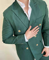 Double Breasted Green 2 Piece Suit