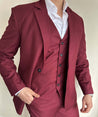 3 Piece Italian Wine Maroon Men's Suit