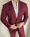 3 Piece Italian Wine Maroon Men's Suit