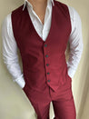 3 Piece Italian Wine Maroon Men's Suit