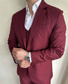 3 Piece Italian Wine Maroon Men's Suit