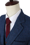 Kids Blue Estate Herringbone Tweed 3 Piece Suit