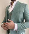 3 Piece Linen Sage Green Suit