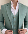 3 Piece Linen Sage Green Suit