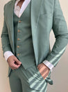 3 Piece Linen Sage Green Suit