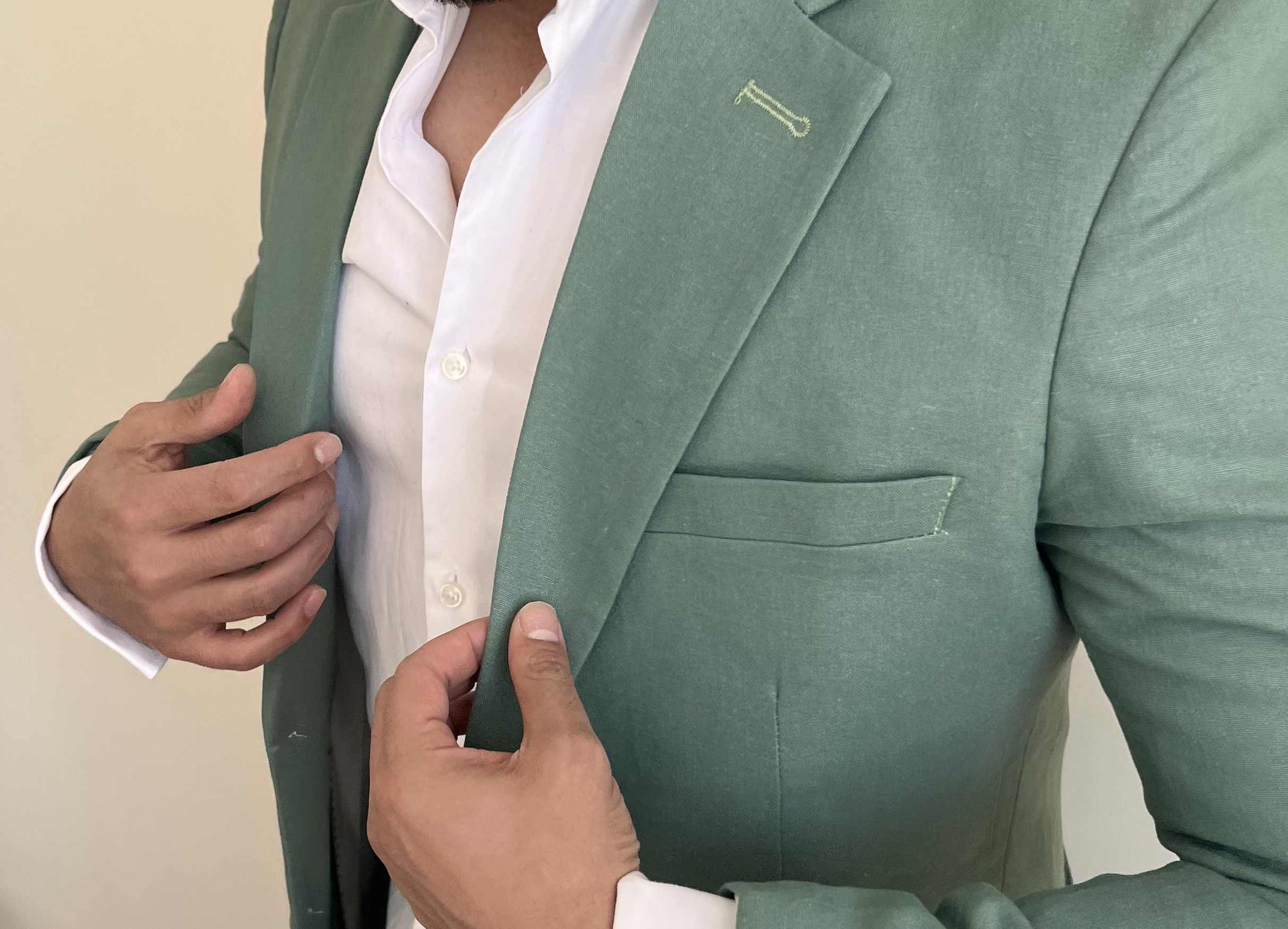 Sage Green 2 Piece Women's Linen Suit, Summer Suit, Wedding, Office