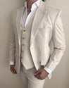 3 Piece Linen Cream Suit